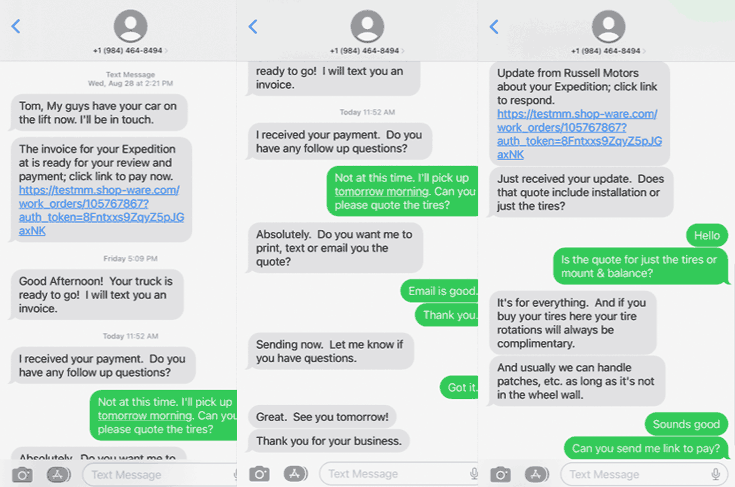 Shop Ware SMS Messaging from computer to text customer